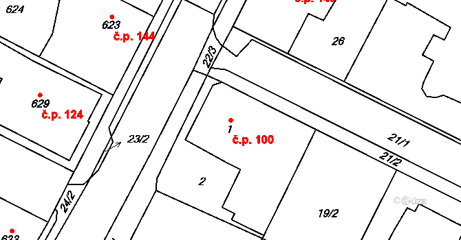 Senec 100, Zruč-Senec na parcele st. 1 v KÚ Senec u Plzně, Katastrální mapa