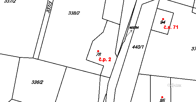 Perštejn 2 na parcele st. 78 v KÚ Perštejn, Katastrální mapa