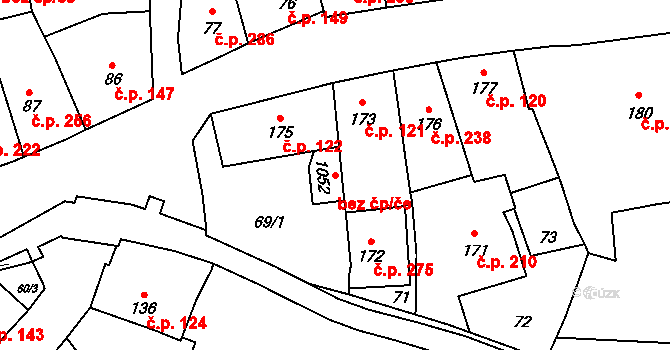 Vlachovo Březí 91158851 na parcele st. 1052 v KÚ Vlachovo Březí, Katastrální mapa