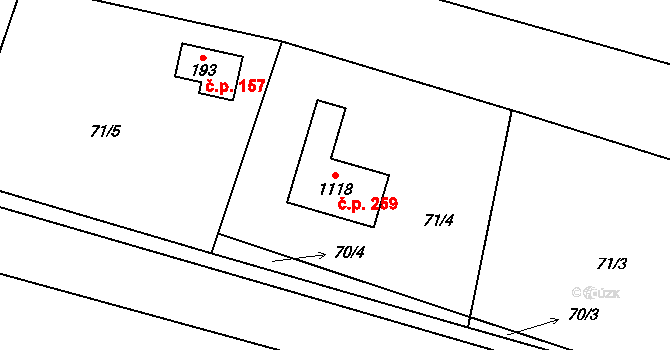 Zvole 259 na parcele st. 1118 v KÚ Zvole u Prahy, Katastrální mapa