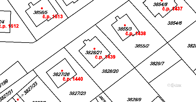 Chotěboř 1439 na parcele st. 3828/21 v KÚ Chotěboř, Katastrální mapa