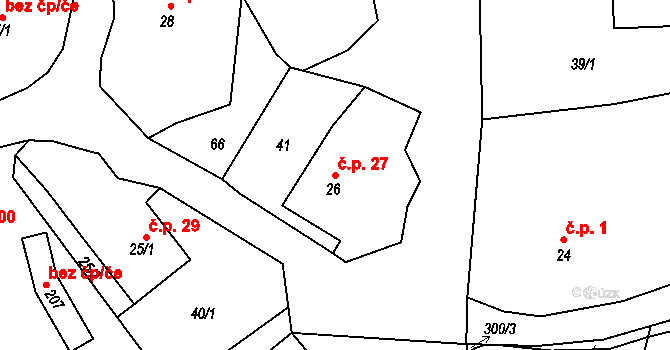 Lipovka 27, Rychnov nad Kněžnou na parcele st. 26 v KÚ Lipovka u Rychnova nad Kněžnou, Katastrální mapa