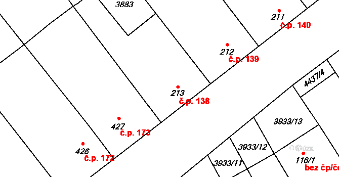 Brod nad Dyjí 138 na parcele st. 213 v KÚ Brod nad Dyjí, Katastrální mapa