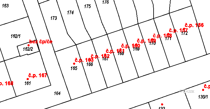Cvrčovice 161 na parcele st. 167 v KÚ Cvrčovice u Pohořelic, Katastrální mapa