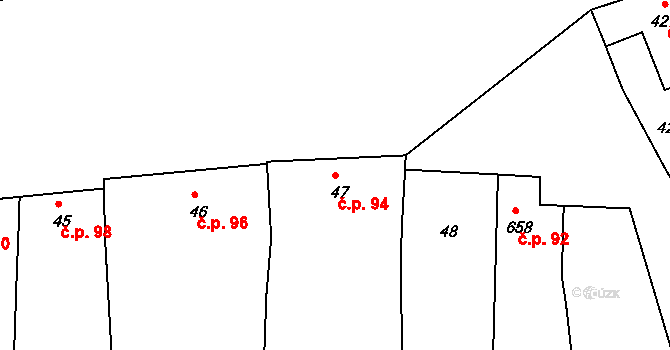 Dyjákovice 94 na parcele st. 47 v KÚ Dyjákovice, Katastrální mapa