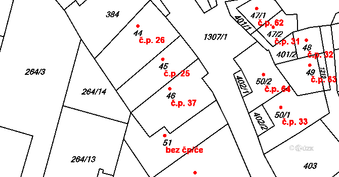 Plenkovice 37 na parcele st. 46 v KÚ Plenkovice, Katastrální mapa
