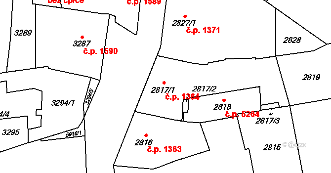 Jihlava 1364 na parcele st. 2817/1 v KÚ Jihlava, Katastrální mapa