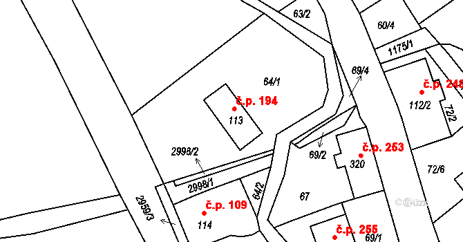 Heřmanice v Podještědí 194, Jablonné v Podještědí na parcele st. 113 v KÚ Heřmanice v Podještědí, Katastrální mapa