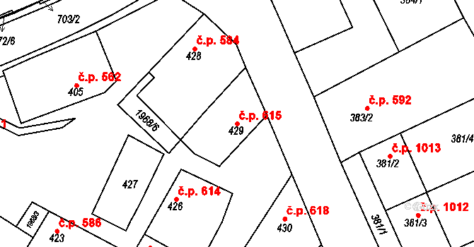 Mistřín 615, Svatobořice-Mistřín na parcele st. 429 v KÚ Mistřín, Katastrální mapa