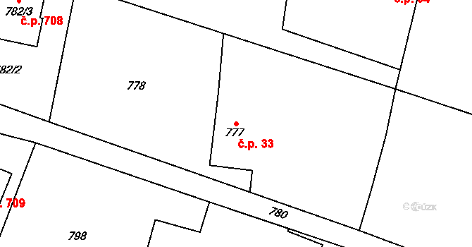 Krmelín 33 na parcele st. 777 v KÚ Krmelín, Katastrální mapa