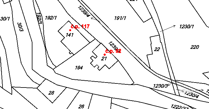 Heřmanice 92 na parcele st. 21 v KÚ Heřmanice u Frýdlantu, Katastrální mapa