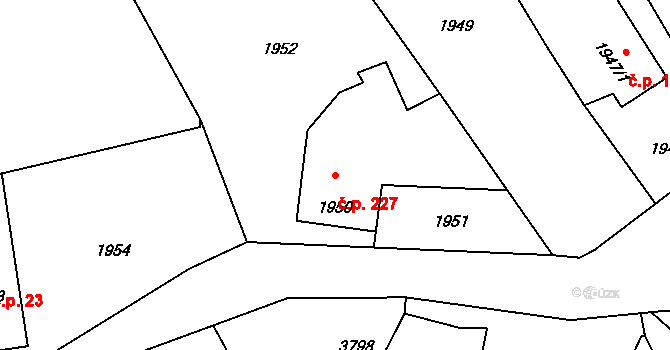 Lutyně 227, Orlová na parcele st. 1950 v KÚ Horní Lutyně, Katastrální mapa