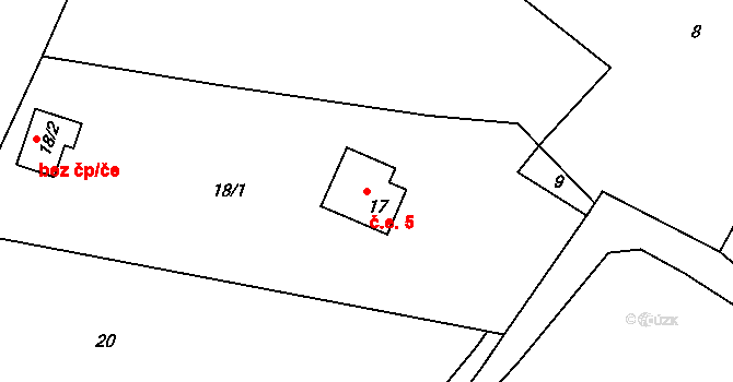 Záborná Lhota 5, Chotilsko na parcele st. 17 v KÚ Záborná Lhota, Katastrální mapa