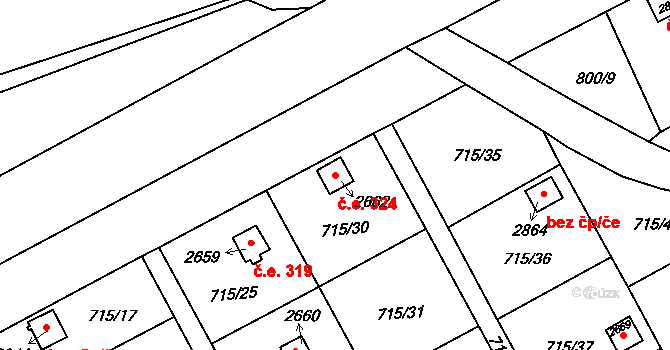 Choceň 324 na parcele st. 2662 v KÚ Choceň, Katastrální mapa