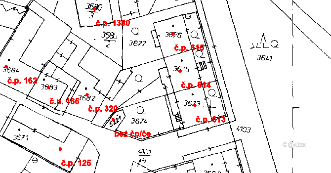 Poděbrady III 614, Poděbrady na parcele st. 3675 v KÚ Poděbrady, Katastrální mapa