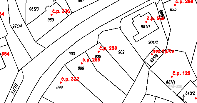 Batelov 228 na parcele st. 900 v KÚ Batelov, Katastrální mapa
