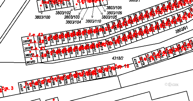 Teplice 53 na parcele st. 3803/17 v KÚ Teplice, Katastrální mapa