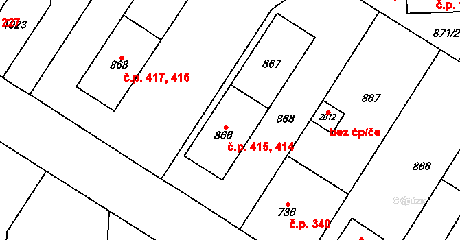 Litovel 414,415 na parcele st. 866 v KÚ Litovel, Katastrální mapa