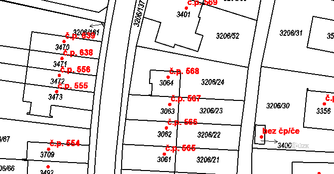 Klatovy IV 568, Klatovy na parcele st. 3064 v KÚ Klatovy, Katastrální mapa