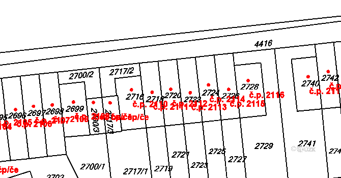 Žižkov 2112, Praha na parcele st. 2720 v KÚ Žižkov, Katastrální mapa