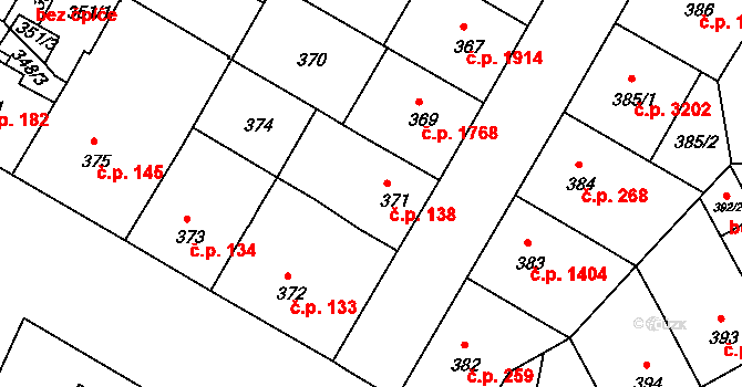 Záběhlice 138, Praha na parcele st. 371 v KÚ Záběhlice, Katastrální mapa