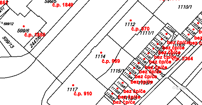 Mizerov 959, Karviná na parcele st. 1114 v KÚ Karviná-město, Katastrální mapa