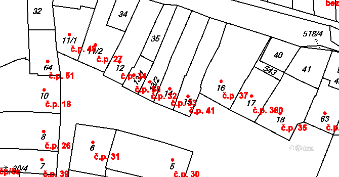 Krasice 33, Prostějov na parcele st. 14 v KÚ Krasice, Katastrální mapa