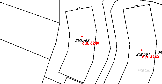 Záběhlice 3240, Praha na parcele st. 2527/62 v KÚ Záběhlice, Katastrální mapa