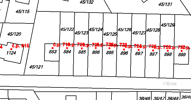 Hovorčovice 722 na parcele st. 886 v KÚ Hovorčovice, Katastrální mapa