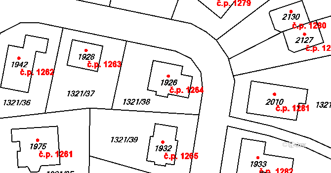 Polná 1264 na parcele st. 1926 v KÚ Polná, Katastrální mapa