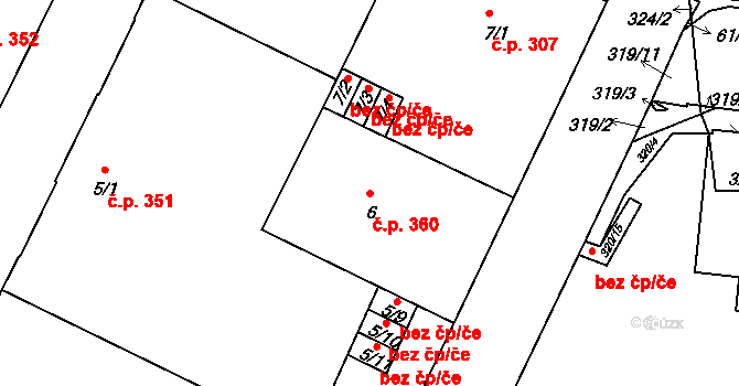 Trnitá 360, Brno na parcele st. 6 v KÚ Trnitá, Katastrální mapa