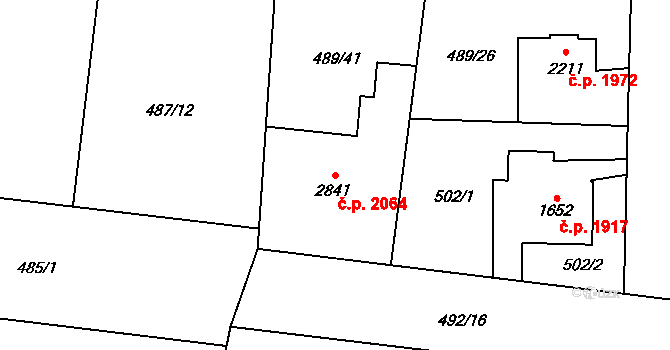 Vítkovice 2064, Ostrava na parcele st. 2841 v KÚ Zábřeh-VŽ, Katastrální mapa