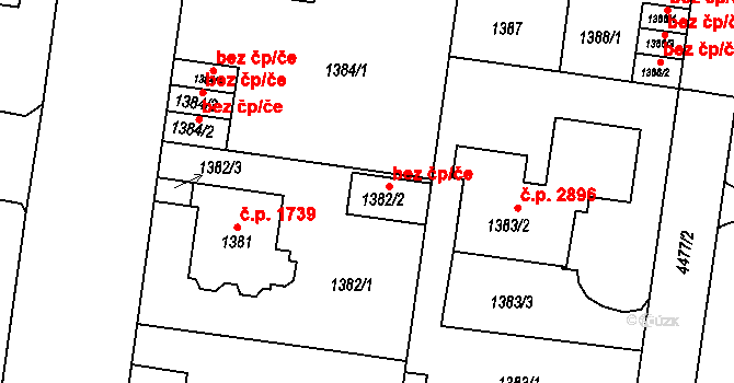 Teplice 39144852 na parcele st. 1382/2 v KÚ Teplice, Katastrální mapa