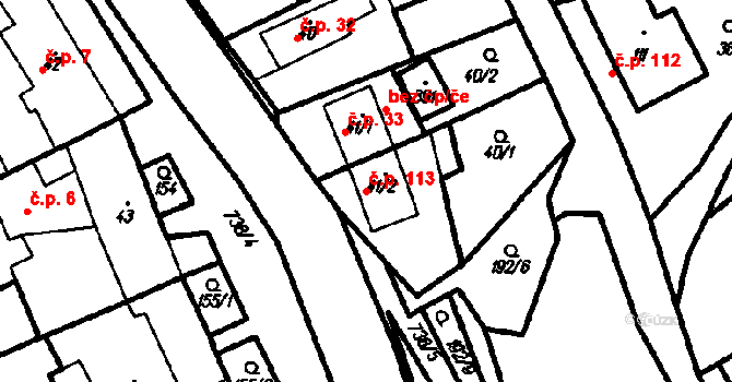 Olšany 113 na parcele st. 41/2 v KÚ Olšany, Katastrální mapa