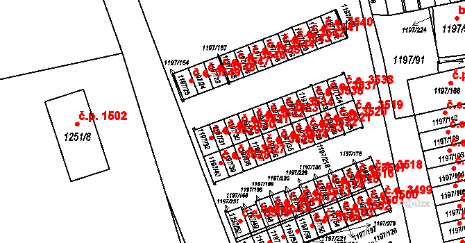 Prostřední Suchá 3531, Havířov na parcele st. 1197/30 v KÚ Prostřední Suchá, Katastrální mapa