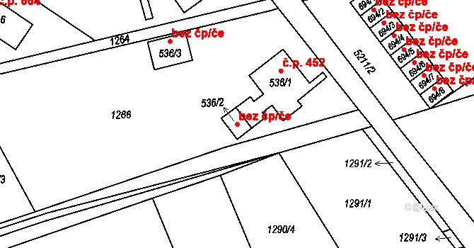 Horní Jiřetín 42482852 na parcele st. 536/2 v KÚ Horní Jiřetín, Katastrální mapa