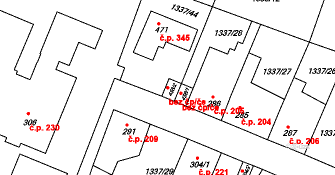 Doksy 42974852 na parcele st. 458/2 v KÚ Doksy u Kladna, Katastrální mapa