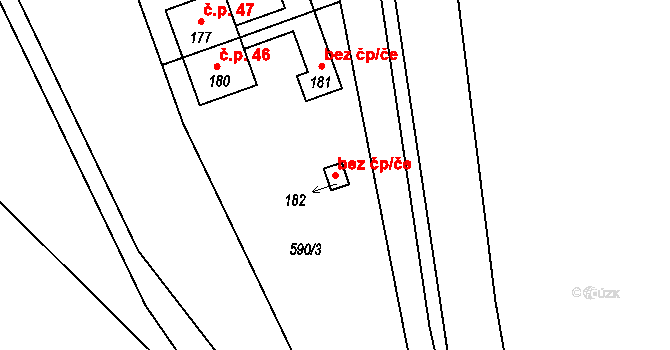 Rožmberk nad Vltavou 44183852 na parcele st. 182 v KÚ Horní Jílovice, Katastrální mapa