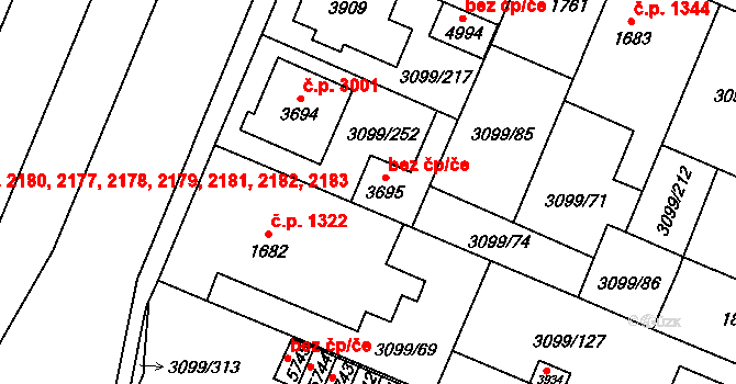 Břeclav 47082852 na parcele st. 3695 v KÚ Břeclav, Katastrální mapa