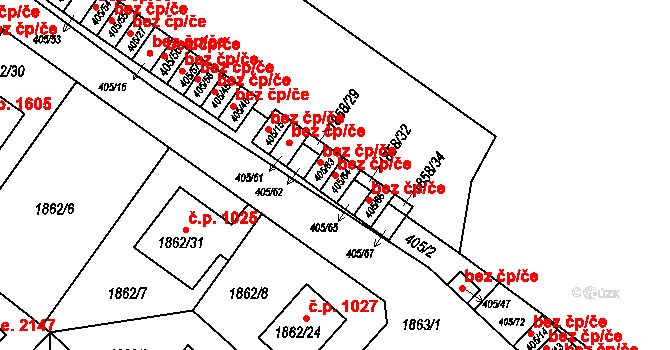 Praha 49877852 na parcele st. 405/64 v KÚ Radotín, Katastrální mapa