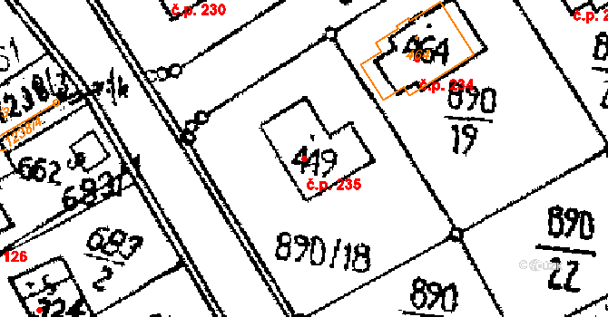 Opatovec 235 na parcele st. 449 v KÚ Opatovec, Katastrální mapa