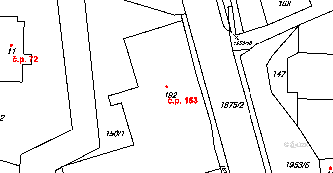 Dolní Libchavy 153, Libchavy na parcele st. 192 v KÚ Dolní Libchavy, Katastrální mapa