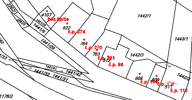 Beroun-Město 281, Beroun na parcele st. 763 v KÚ Beroun, Katastrální mapa