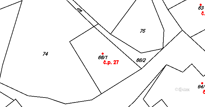 Lobeč 27 na parcele st. 66/1 v KÚ Lobeč u Mšena, Katastrální mapa