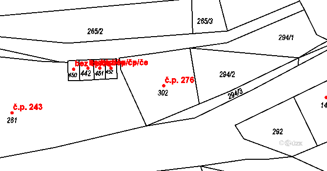 Velká Ves 276, Broumov na parcele st. 302 v KÚ Velká Ves u Broumova, Katastrální mapa