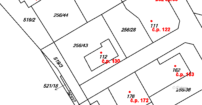 Babí 130, Náchod na parcele st. 112 v KÚ Babí u Náchoda, Katastrální mapa