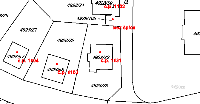 Zábřeh 1131 na parcele st. 4928/82 v KÚ Zábřeh na Moravě, Katastrální mapa