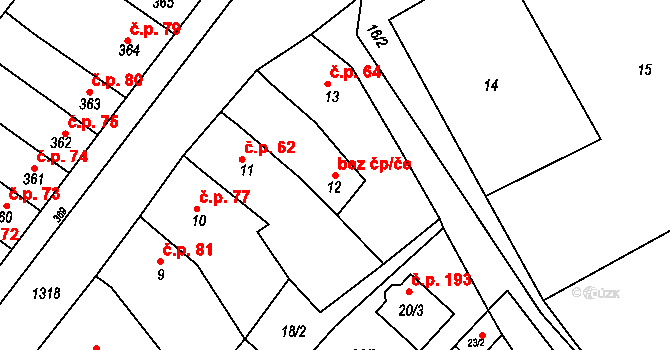 Nebovidy 83567852 na parcele st. 12 v KÚ Nebovidy u Brna, Katastrální mapa