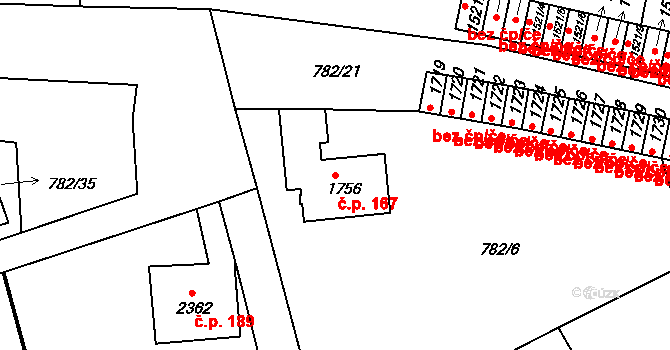 Nádražní Předměstí 167, Český Krumlov na parcele st. 1756 v KÚ Český Krumlov, Katastrální mapa