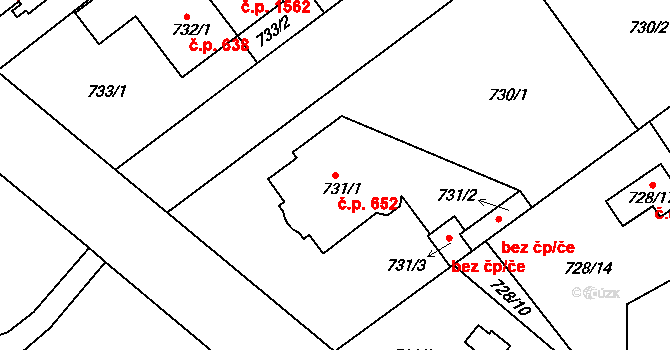 Rychnov nad Kněžnou 652 na parcele st. 731/1 v KÚ Rychnov nad Kněžnou, Katastrální mapa